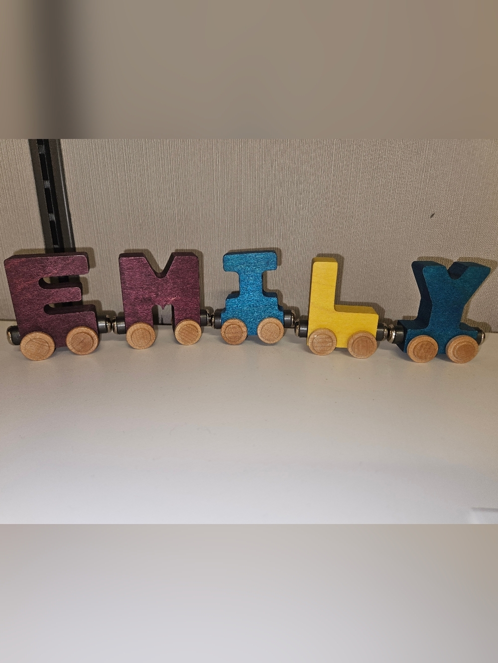 Wooden Letter Magnetic Train Spelling EMILY - Colorful Toy Decor Letters